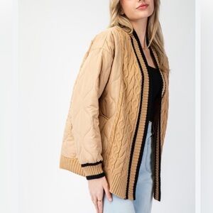 ee:some Tan Quilted and Sweater Jacket